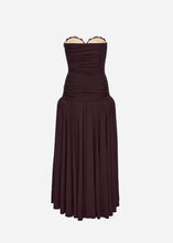 Load image into Gallery viewer, Lace-detail drop-waist maxi dress in bordeaux
