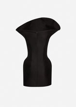 Load image into Gallery viewer, Sculpted cotton mini dress in black
