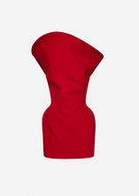 Load image into Gallery viewer, Sculpted cotton mini dress in red
