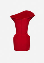 Load image into Gallery viewer, Sculpted cotton mini dress in red
