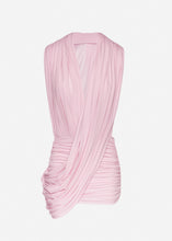 Load image into Gallery viewer, V neck draped mini dress in pink
