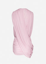 Load image into Gallery viewer, V neck draped mini dress in pink
