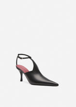 Load image into Gallery viewer, Ankle-strap pointed heels in black leather
