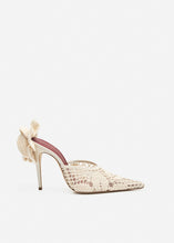 Load image into Gallery viewer, Pointed flower mules in cream crochet
