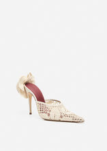 Load image into Gallery viewer, Pointed flower mules in cream crochet
