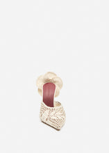 Load image into Gallery viewer, Pointed flower mules in cream crochet
