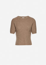 Load image into Gallery viewer, Short sleeve ribbed knitwear top in beige
