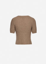 Load image into Gallery viewer, Short sleeve ribbed knitwear top in beige
