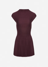 Load image into Gallery viewer, Ribbed knit high-neck skater dress in violet
