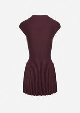 Load image into Gallery viewer, Ribbed knit high-neck skater dress in violet
