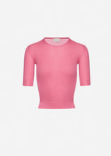 Load image into Gallery viewer, Short sleeve silk knit top in pink
