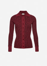 Load image into Gallery viewer, Marled collared knitwear top in bordeaux
