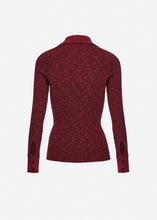 Load image into Gallery viewer, Marled collared knitwear top in bordeaux
