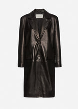 Load image into Gallery viewer, Single breasted leather car coat in black
