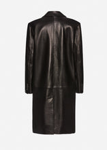 Load image into Gallery viewer, Single breasted leather car coat in black
