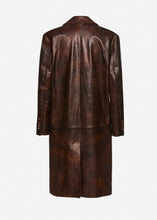 Load image into Gallery viewer, Single breasted leather car coat in brown

