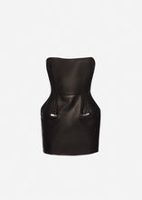 Load image into Gallery viewer, Strapless leather mini dress in black
