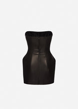 Load image into Gallery viewer, Strapless leather mini dress in black
