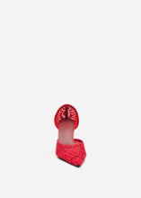 Load image into Gallery viewer, Kitten pointed crochet heels in red
