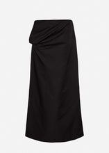 Load image into Gallery viewer, Cotton draped maxi skirt in black
