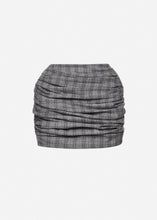 Load image into Gallery viewer, Hip pad draped skirt in grey check
