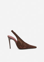 Load image into Gallery viewer, Slingback crochet heels in brown
