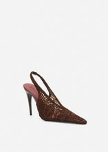 Load image into Gallery viewer, Slingback crochet heels in brown
