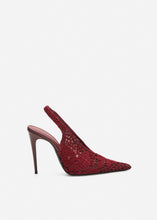 Load image into Gallery viewer, Slingback crochet heels in burgundy
