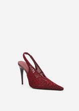 Load image into Gallery viewer, Slingback crochet heels in burgundy

