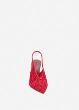 Load image into Gallery viewer, Slingback crochet heels in red
