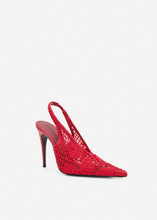 Load image into Gallery viewer, Slingback crochet heels in red
