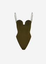 Load image into Gallery viewer, Retro bustier swimsuit in green
