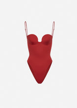 Load image into Gallery viewer, Retro bustier swimsuit in red

