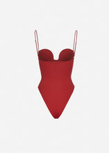 Load image into Gallery viewer, Retro bustier swimsuit in red
