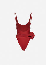 Load image into Gallery viewer, Flower scoop neck swimsuit in red
