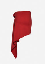 Load image into Gallery viewer, Asymmetrical draped swim skirt in red
