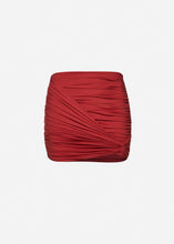 Load image into Gallery viewer, Draped mini swim skirt in red
