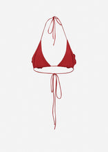 Load image into Gallery viewer, Floral strappy triangle bikini top in red
