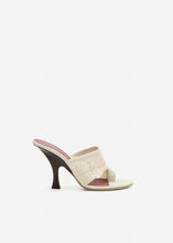 Load image into Gallery viewer, Flare heel thong sandals in crochet cream
