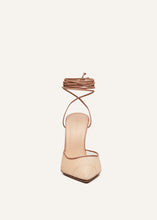Load image into Gallery viewer, Crystal heel wrap pumps in beige
