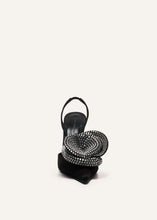 Load image into Gallery viewer, Crystal flower slingback heels in black
