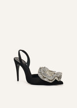 Load image into Gallery viewer, Handmade crystal flower slingback heels in cream
