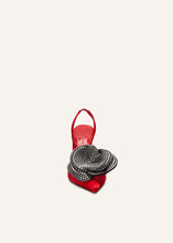 Load image into Gallery viewer, Crystal flower slingback heels in red and black
