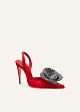 Load image into Gallery viewer, Crystal flower slingback heels in red and black
