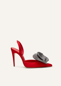 Crystal flower slingback heels in red and black