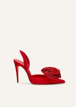 Load image into Gallery viewer, Crystal flower slingback heels in red
