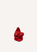 Load image into Gallery viewer, Crystal flower kitten heels in red
