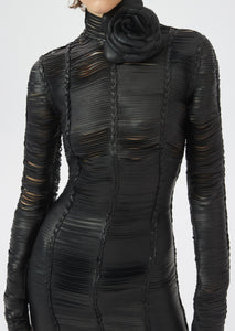 AW22 LEATHER 12 DRESS BLACK