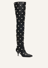 Load image into Gallery viewer, AW22 OVERKNEE BOOTS BLACK LEATHER STUDS
