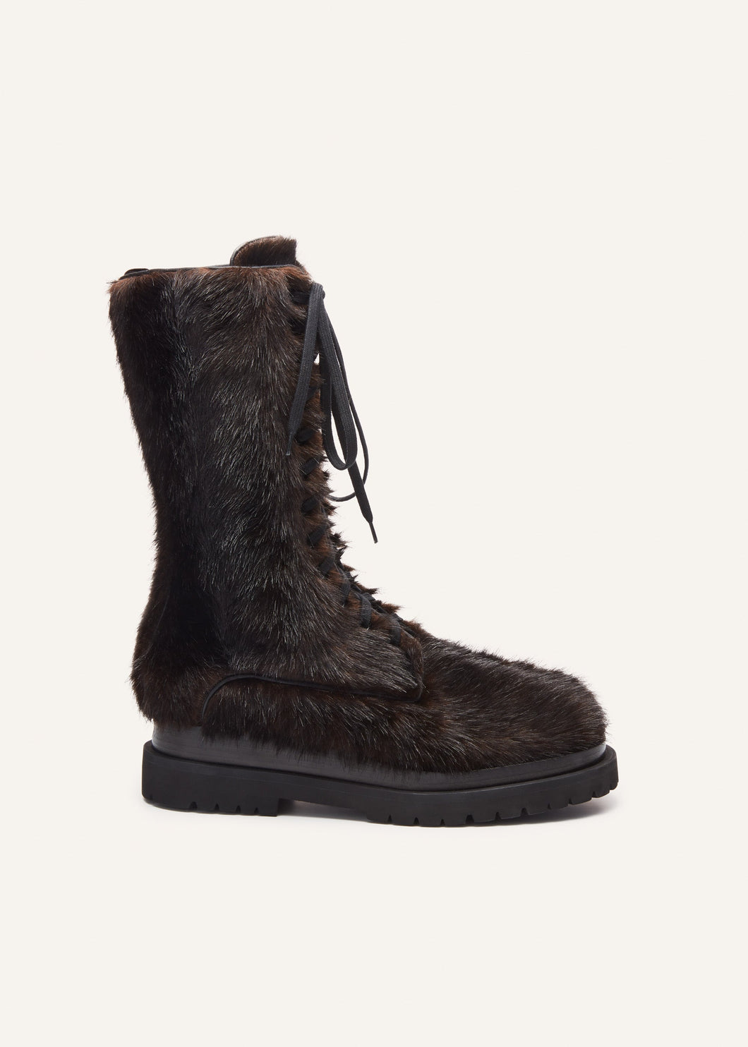 AW23 COMBAT BOOTS FAUX FUR BLACK
